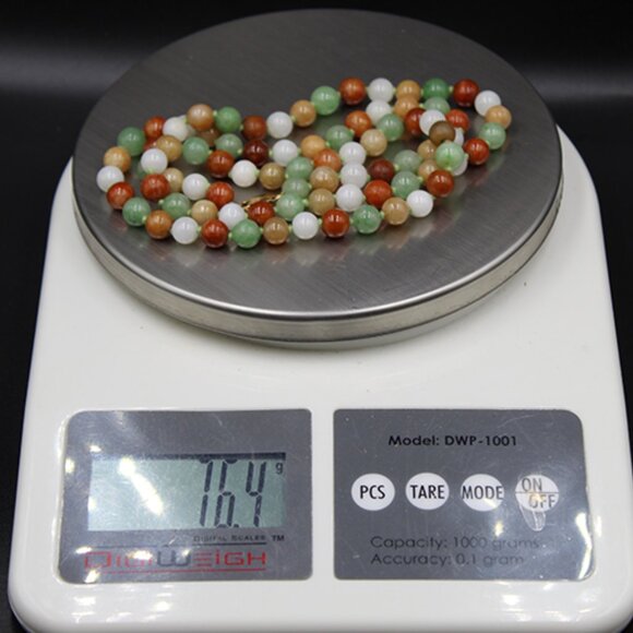 14k Natural Multicolor Jadeite Necklace and Bracelet - Picture 6 of 7